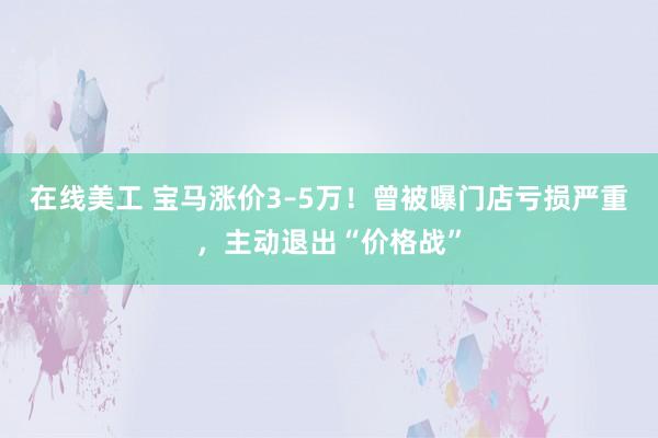 在线美工 宝马涨价3–5万！曾被曝门店亏损严重，主动退出“价格战”