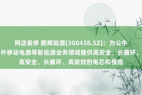 网店装修 鹏辉能源(300438.SZ)：为公牛集团在超能电站、户外移动电源等新能源业务领域提供高安全、长循环、高能效的电芯和模组